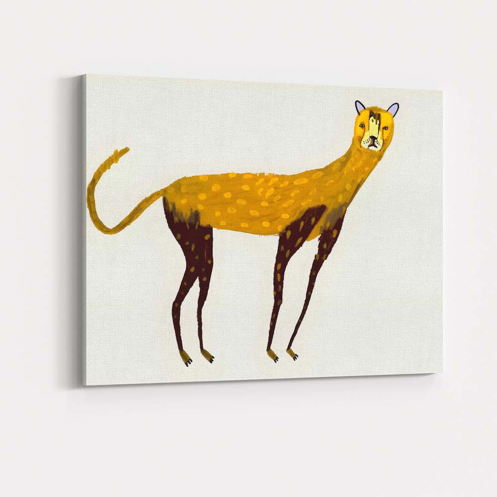 Minimalist Golden Cheetah Wildlife Illustration Canvas Wall Art Print Decor Picture Ready to Hang