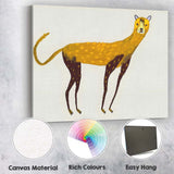 Minimalist Golden Cheetah Wildlife Illustration Canvas Wall Art Print Decor Picture Ready to Hang