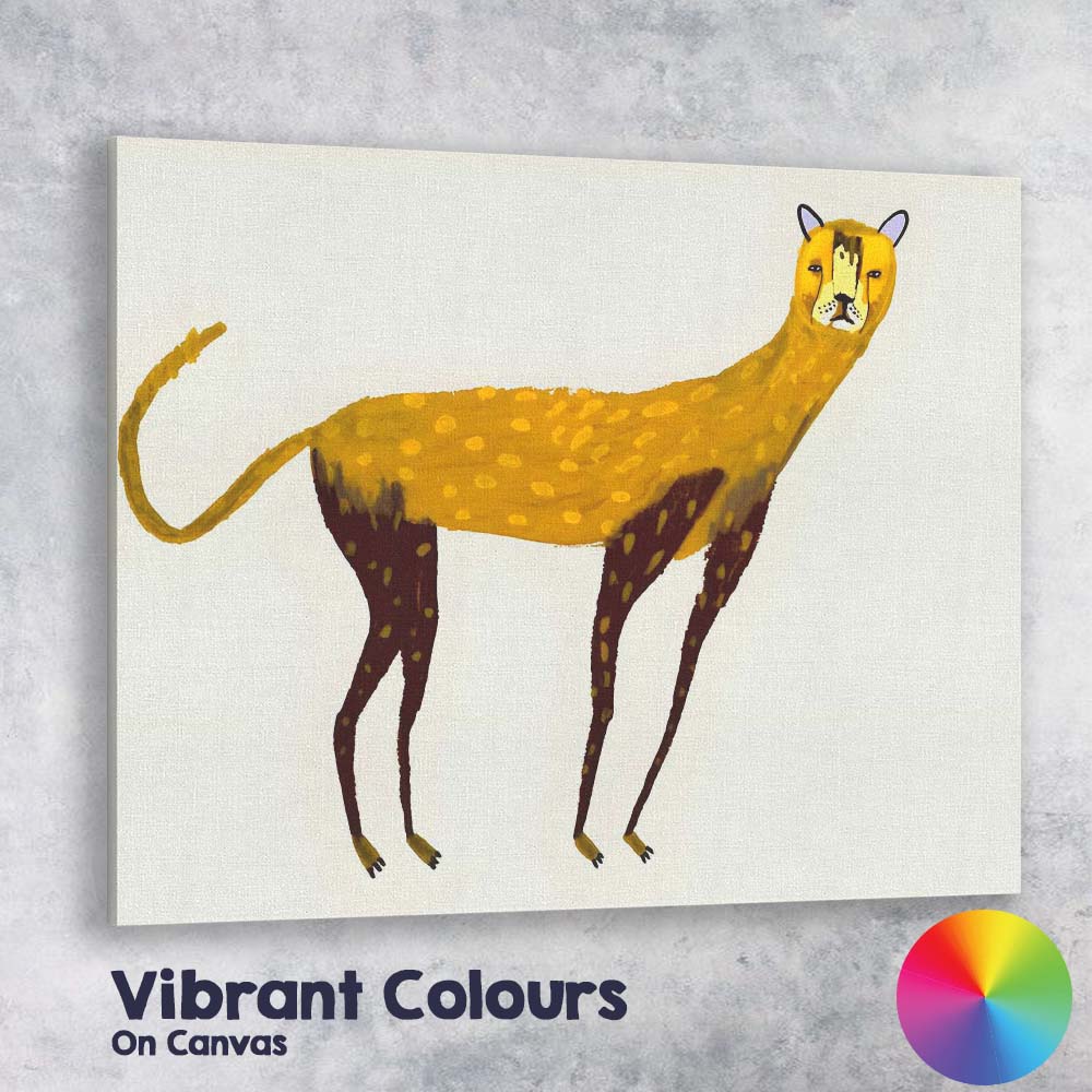 Minimalist Golden Cheetah Wildlife Illustration Canvas Wall Art Print Decor Picture Ready to Hang