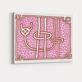 Pink Abstract Maze Line Art Pop Illustration Canvas Wall Art Print Decor Picture Ready to Hang