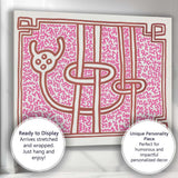 Pink Abstract Maze Line Art Pop Illustration Canvas Wall Art Print Decor Picture Ready to Hang