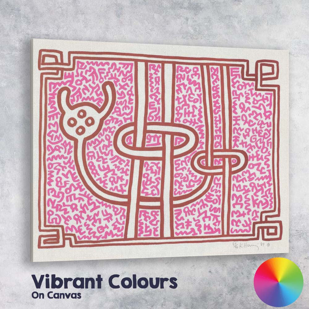 Pink Abstract Maze Line Art Pop Illustration Canvas Wall Art Print Decor Picture Ready to Hang