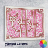 Pink Abstract Maze Line Art Pop Illustration Canvas Wall Art Print Decor Picture Ready to Hang