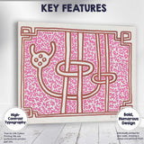 Pink Abstract Maze Line Art Pop Illustration Canvas Wall Art Print Decor Picture Ready to Hang
