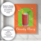 Orange Bloody Mary Cocktail Olive Garnish Modern Illustration Canvas Wall Art Print Decor Picture Ready to Hang