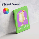 Green Pina Colada Tropical Cocktail Watercolour Illustration Canvas Wall Art Print Decor Picture Ready to Hang