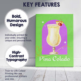 Green Pina Colada Tropical Cocktail Watercolour Illustration Canvas Wall Art Print Decor Picture Ready to Hang