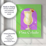 Green Pina Colada Tropical Cocktail Watercolour Illustration Canvas Wall Art Print Decor Picture Ready to Hang