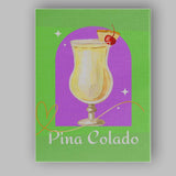Green Pina Colada Tropical Cocktail Watercolour Illustration Canvas Wall Art Print Decor Picture Ready to Hang