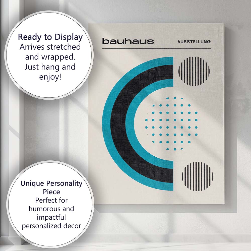 Minimalist Bauhaus Geometric Abstract Blue Black Exhibition Poster Canvas Wall Art Print Decor Picture Ready to Hang