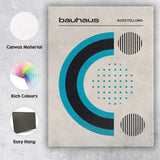 Minimalist Bauhaus Geometric Abstract Blue Black Exhibition Poster Canvas Wall Art Print Decor Picture Ready to Hang