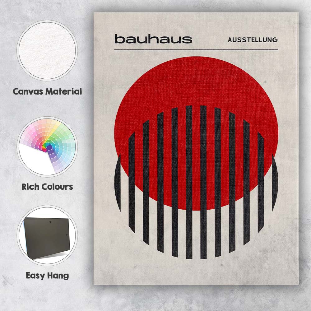 Minimalist Bauhaus Red Circle Black Line Abstract Poster Canvas Wall Art Print Decor Picture Ready to Hang