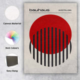 Minimalist Bauhaus Red Circle Black Line Abstract Poster Canvas Wall Art Print Decor Picture Ready to Hang