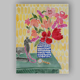 Colourful Floral Still Life Blue Pattern Vase Watercolour Canvas Wall Art Print Decor Picture Ready to Hang