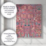 Pink Persian Garden Folk Art Floral Botanical Repeat Pattern Canvas Wall Art Print Decor Picture Ready to Hang