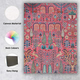 Pink Persian Garden Folk Art Floral Botanical Repeat Pattern Canvas Wall Art Print Decor Picture Ready to Hang