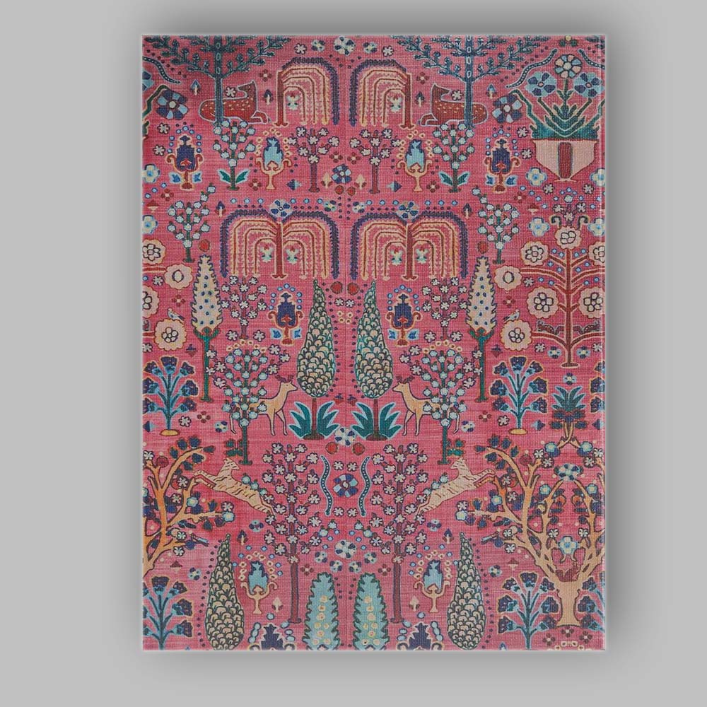 Pink Persian Garden Folk Art Floral Botanical Repeat Pattern Canvas Wall Art Print Decor Picture Ready to Hang