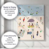 Whimsical Summer Beach Seaside Holiday People Coastal Illustration Canvas Wall Art Print Decor Picture Ready to Hang