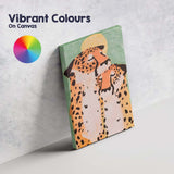 Modern Abstract Mother and Baby Cheetah Wildlife Painting Canvas Wall Art Print Decor Picture Ready to Hang