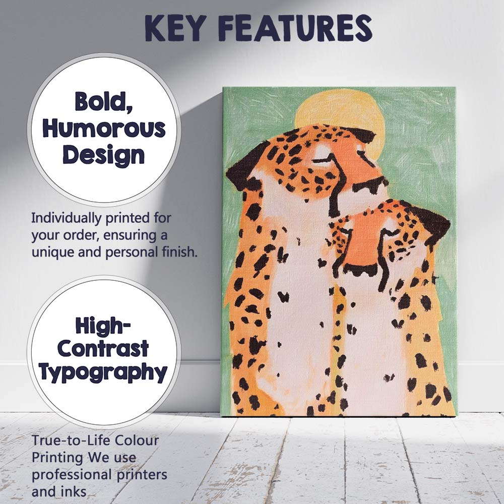 Modern Abstract Mother and Baby Cheetah Wildlife Painting Canvas Wall Art Print Decor Picture Ready to Hang