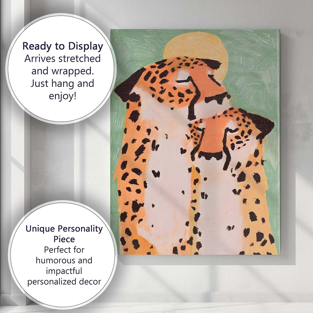 Modern Abstract Mother and Baby Cheetah Wildlife Painting Canvas Wall Art Print Decor Picture Ready to Hang