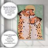 Modern Abstract Mother and Baby Cheetah Wildlife Painting Canvas Wall Art Print Decor Picture Ready to Hang