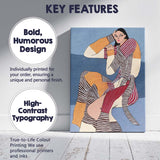 Contemporary Fashion Woman Striped Patchwork Outfit Portrait Canvas Wall Art Print Decor Picture Ready to Hang