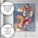 Contemporary Fashion Woman Striped Patchwork Outfit Portrait Canvas Wall Art Print Decor Picture Ready to Hang