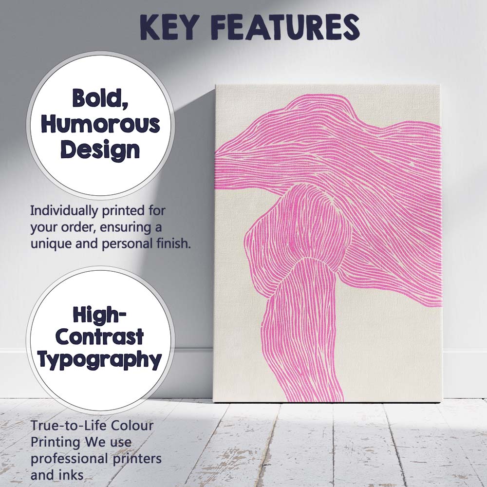 Minimalist Pink Abstract Flowing Line Organic Shape Canvas Wall Art Print Decor Picture Ready to Hang