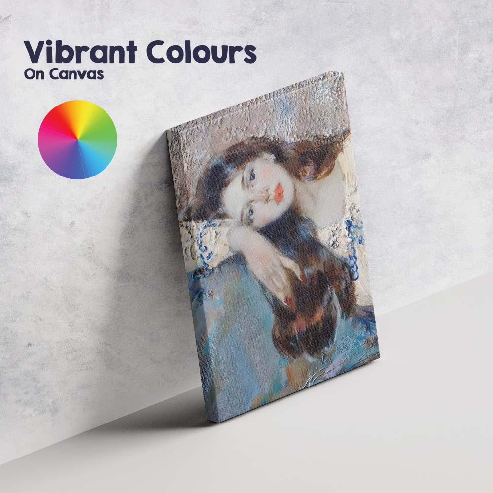 Soft Impressionist Woman Resting Portrait Oil Painting Canvas Wall Art Print Decor Picture Ready to Hang