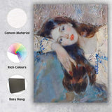 Soft Impressionist Woman Resting Portrait Oil Painting Canvas Wall Art Print Decor Picture Ready to Hang