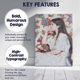 Elegant Young Woman Floral Portrait Oil Painting Canvas Wall Art Print Decor Picture Ready to Hang