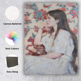 Elegant Young Woman Floral Portrait Oil Painting Canvas Wall Art Print Decor Picture Ready to Hang