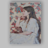 Elegant Young Woman Floral Portrait Oil Painting Canvas Wall Art Print Decor Picture Ready to Hang