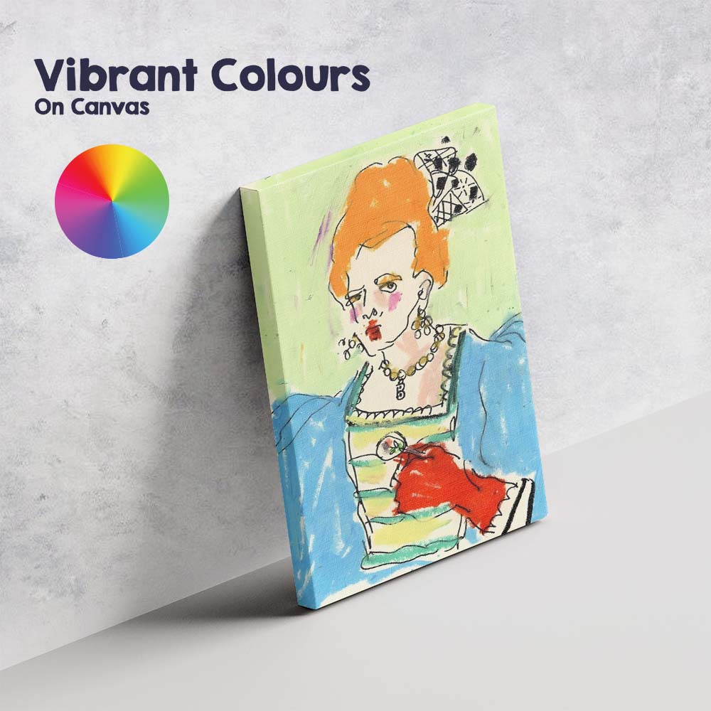 Expressive Colourful Red Haired Woman Portrait Abstract Canvas Wall Art Print Decor Picture Ready to Hang