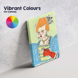 Expressive Colourful Red Haired Woman Portrait Abstract Canvas Wall Art Print Decor Picture Ready to Hang