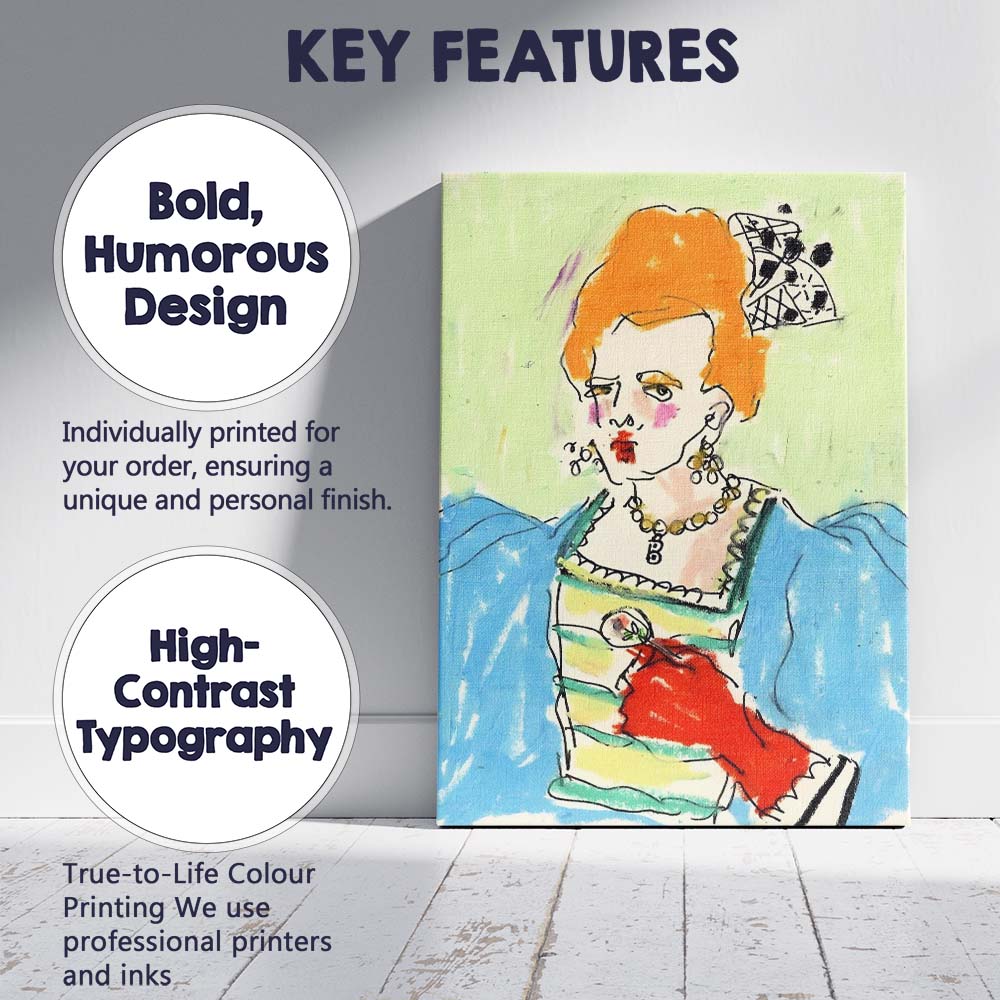 Expressive Colourful Red Haired Woman Portrait Abstract Canvas Wall Art Print Decor Picture Ready to Hang