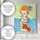 Expressive Colourful Red Haired Woman Portrait Abstract Canvas Wall Art Print Decor Picture Ready to Hang