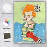 Expressive Colourful Red Haired Woman Portrait Abstract Canvas Wall Art Print Decor Picture Ready to Hang