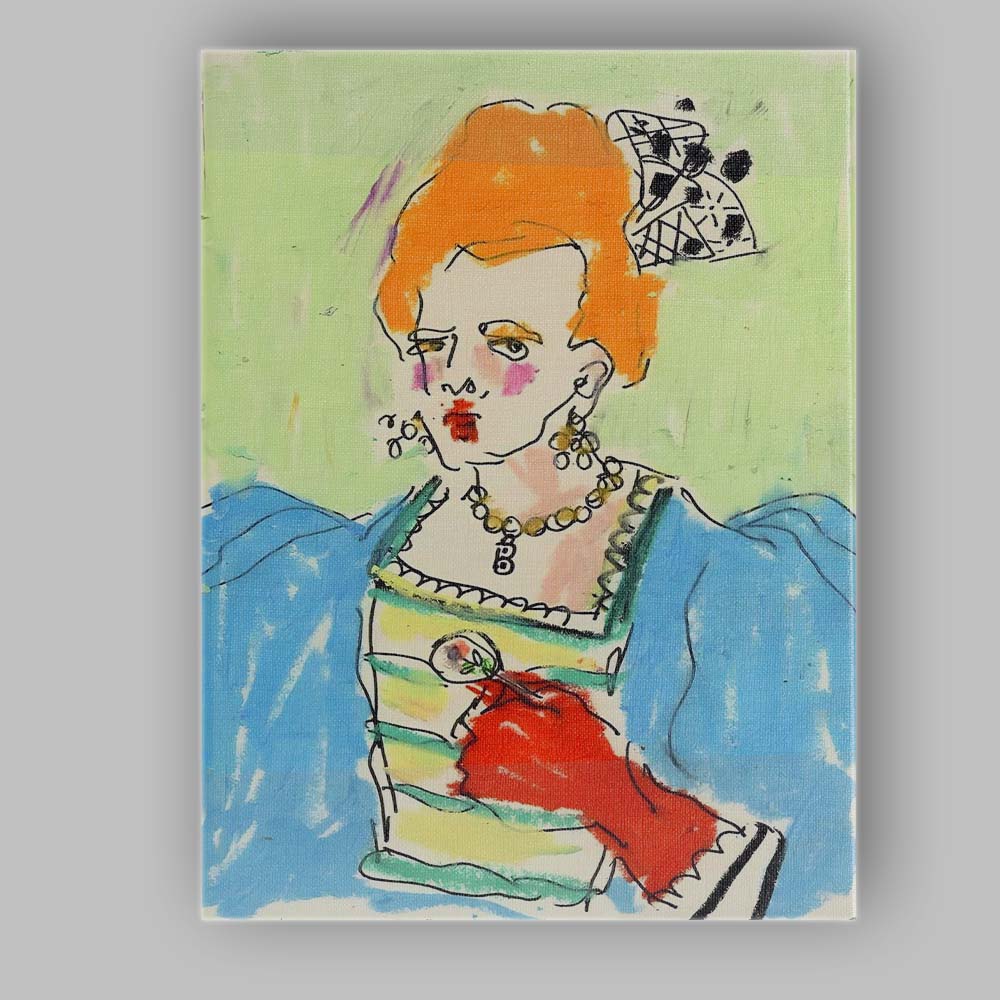 Expressive Colourful Red Haired Woman Portrait Abstract Canvas Wall Art Print Decor Picture Ready to Hang