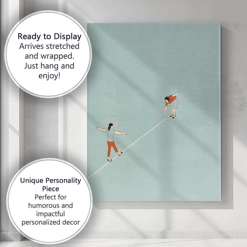 Minimalist Balance Line Concept Figures Abstract Illustration Canvas Wall Art Print Decor Picture Ready to Hang
