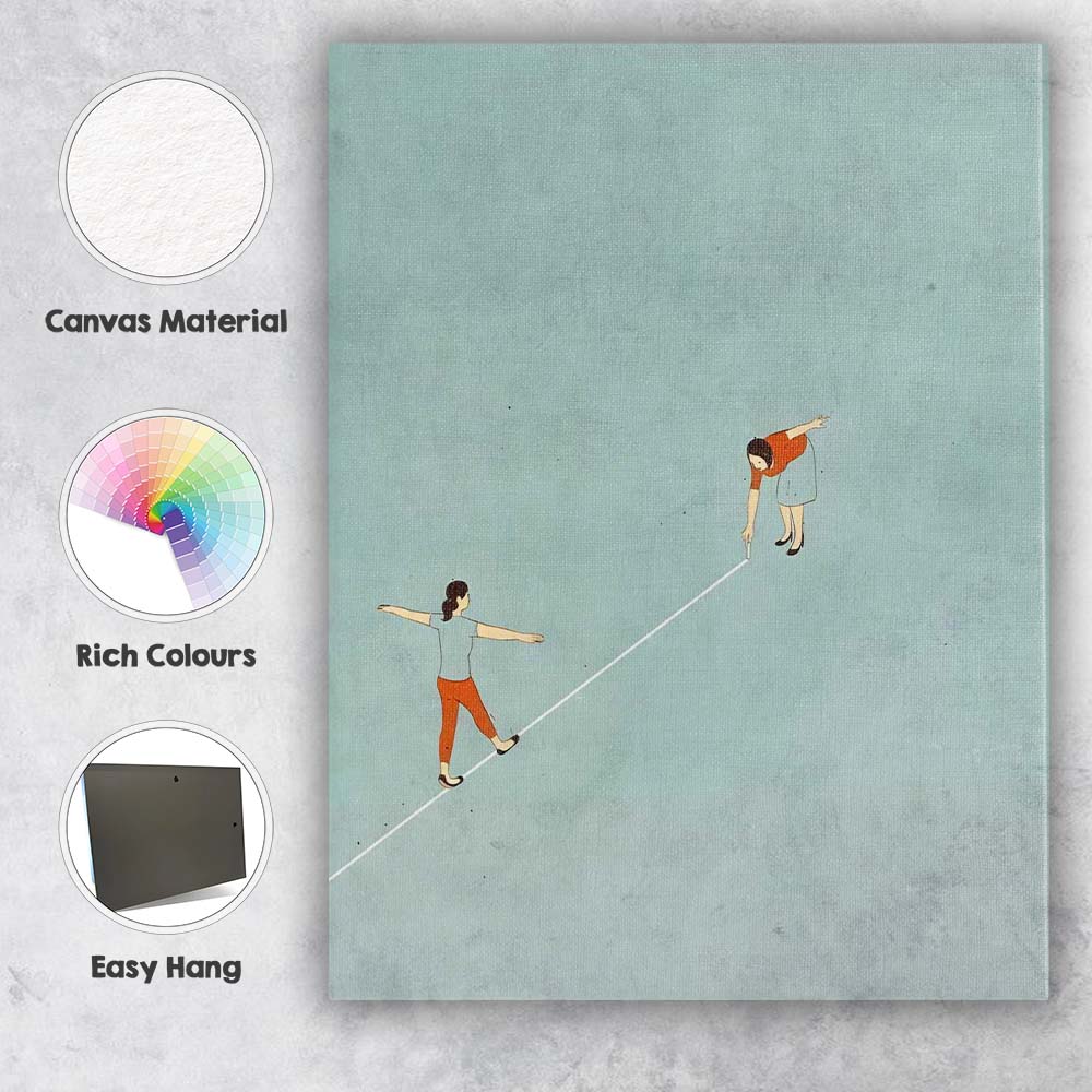 Minimalist Balance Line Concept Figures Abstract Illustration Canvas Wall Art Print Decor Picture Ready to Hang
