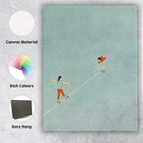 Minimalist Balance Line Concept Figures Abstract Illustration Canvas Wall Art Print Decor Picture Ready to Hang