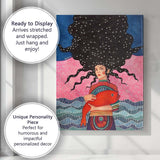 Colourful Surreal Woman Holding Red Fish Ocean Fantasy Canvas Wall Art Print Decor Picture Ready to Hang