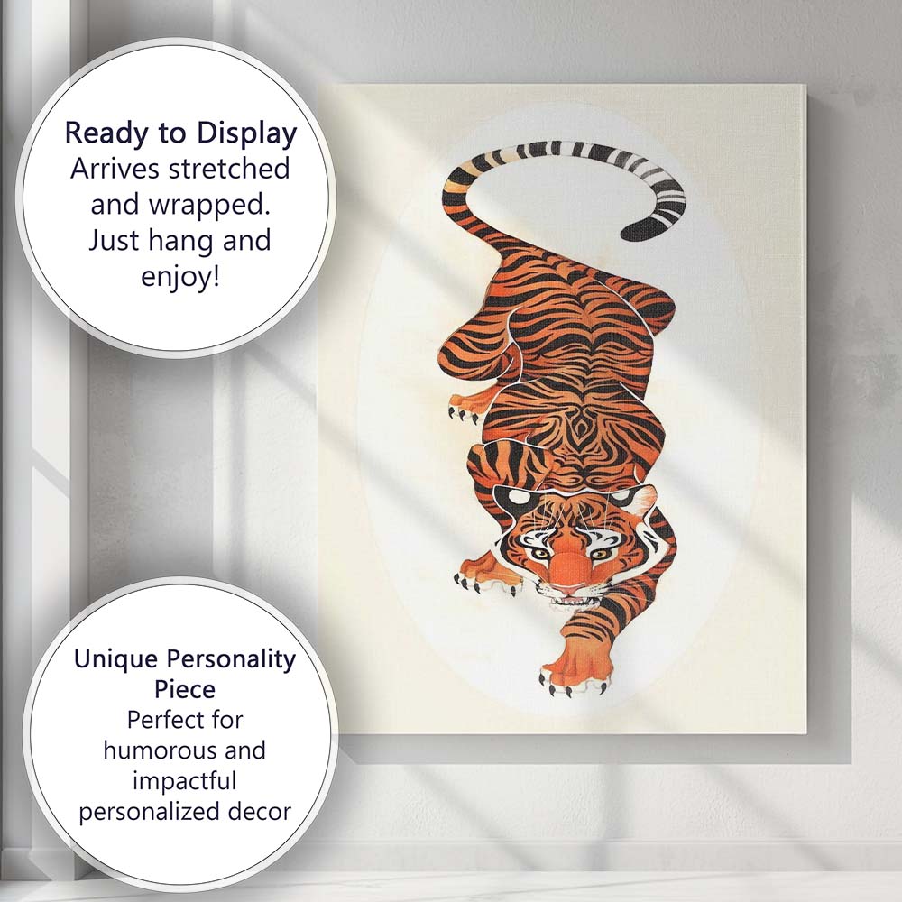 Fierce Walking Bengal Tiger Wildlife Illustration Canvas Wall Art Print Decor Picture Ready to Hang