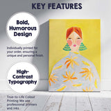 Abstract Red Haired Woman Portrait with Floral Dress Canvas Wall Art Print Decor Picture Ready to Hang