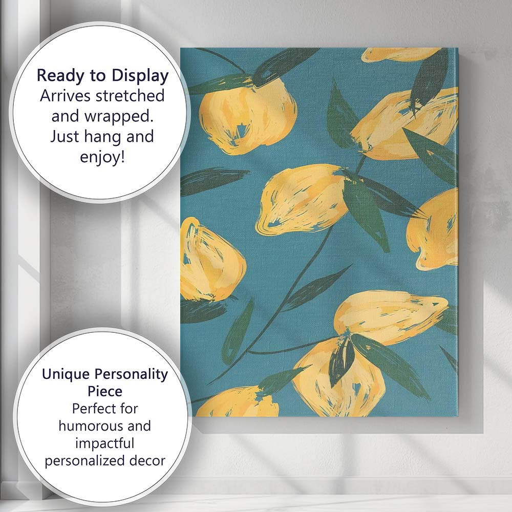 Mustard Yellow Tulip Floral Botanical Repeat Canvas Wall Art Print Decor Picture Ready to Hang