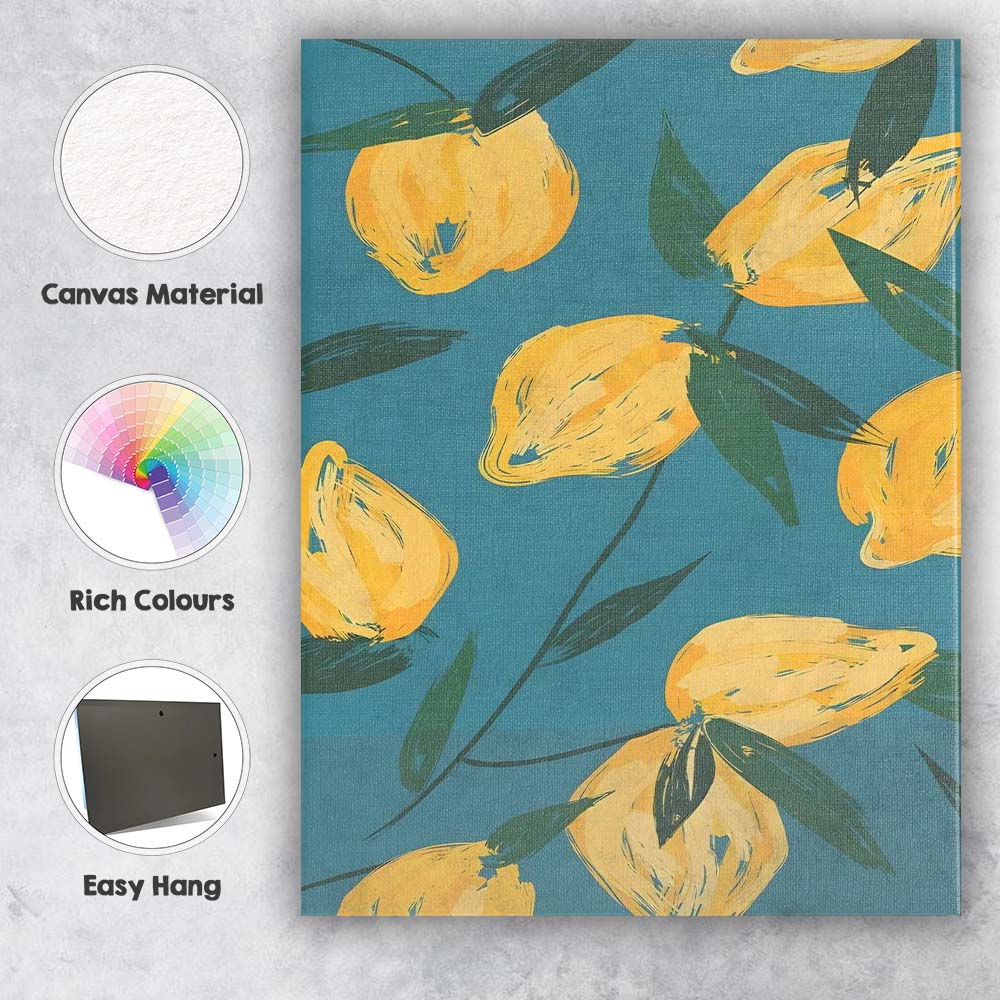 Mustard Yellow Tulip Floral Botanical Repeat Canvas Wall Art Print Decor Picture Ready to Hang
