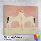 Minimalist White Horses Symmetrical Abstract Animal Canvas Wall Art Print Decor Picture Ready to Hang