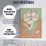 Expressionist Monochrome Signpost and Barrel Woodcut Illustration Canvas Wall Art Print Decor Picture Ready to Hang